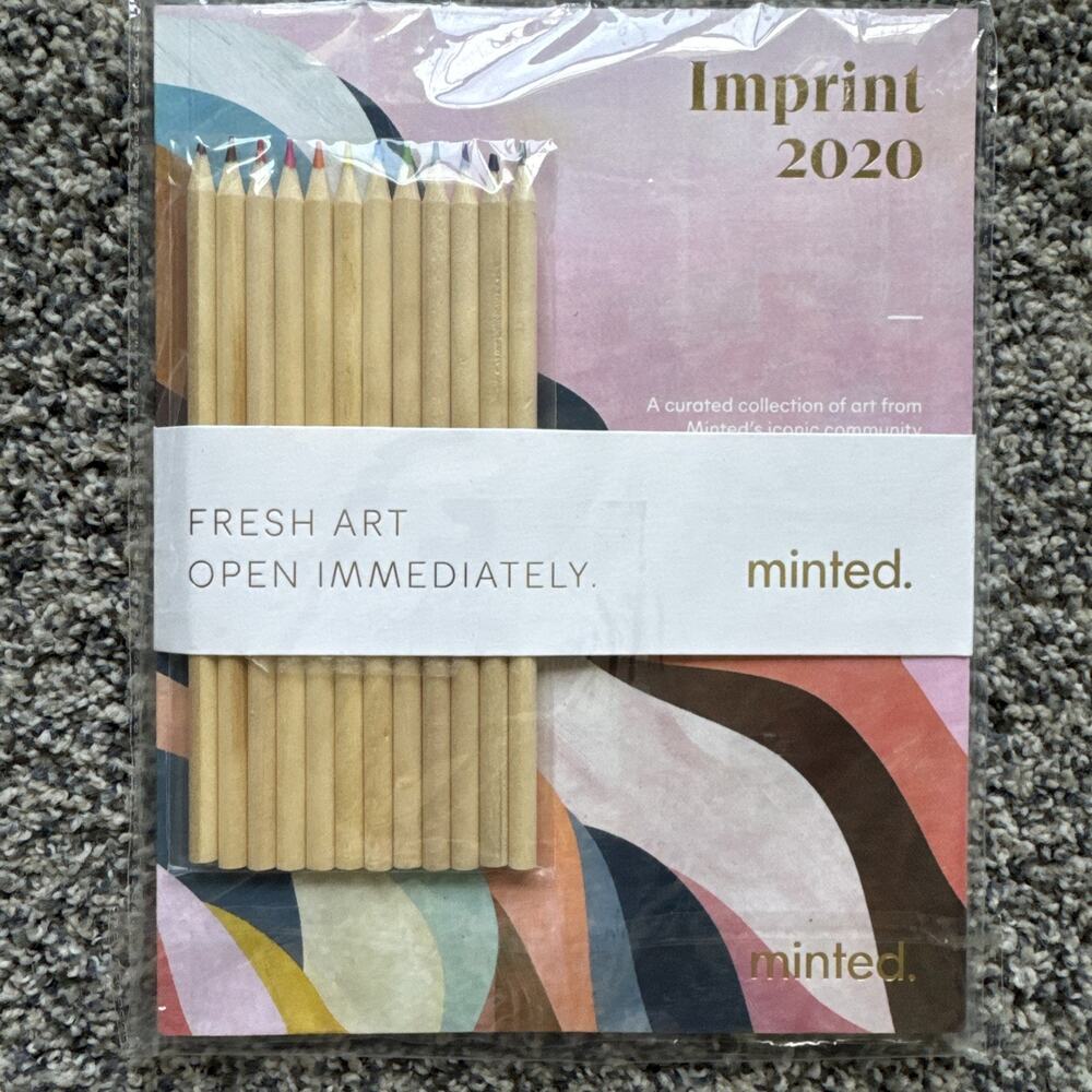 MINTED Imprint 2020 12 Color Pencils Adult coloring BOOK art - NEW SEALED